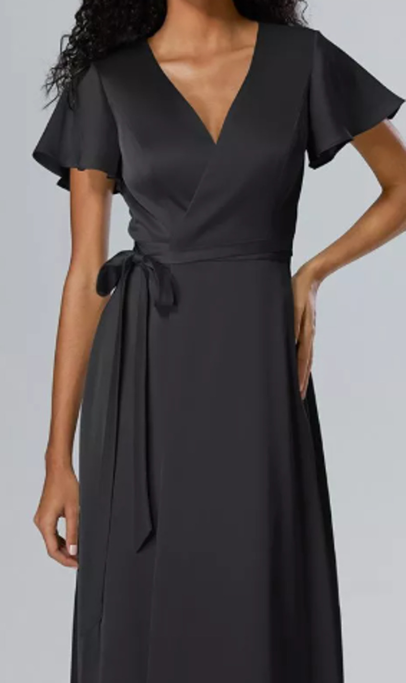 AW BRIDAL SZ 2 XS black Roseanne wrap wedding formal party maxi dress 0B8